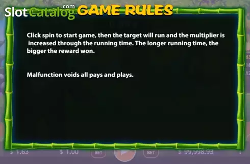 Game Rules screen. Bear Run slot