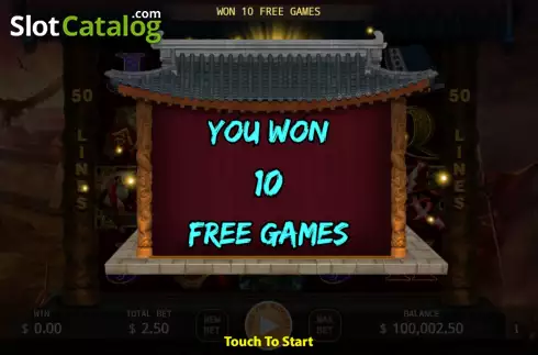 Free Games screen. Guan Yun Chang slot
