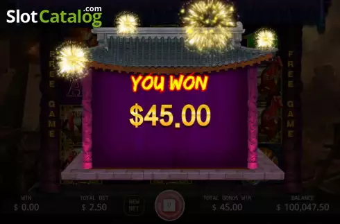 Win Free Games screen. Guan Yun Chang slot