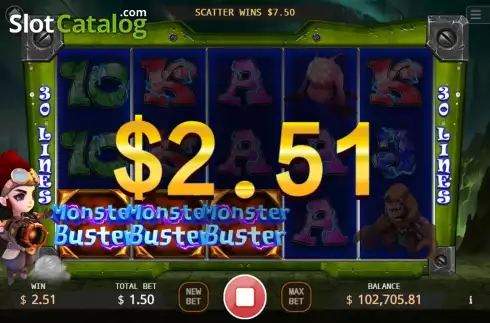 Win Screen. Monster Buster slot