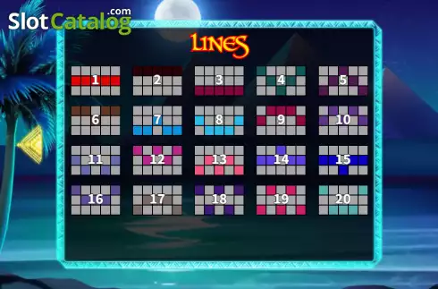 Paylines screen. Night on the Nile slot