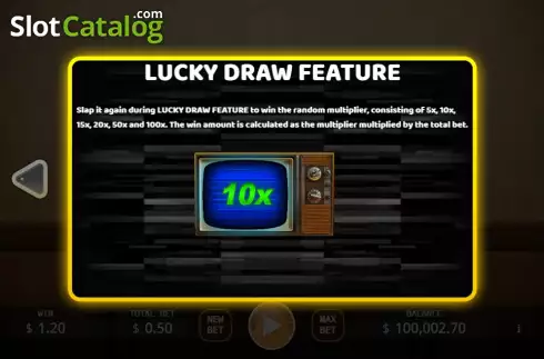 Lucky Draw feature screen. Slap It slot