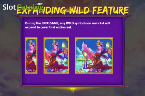 Expanding Wild feature screen. Lightning Goddess slot