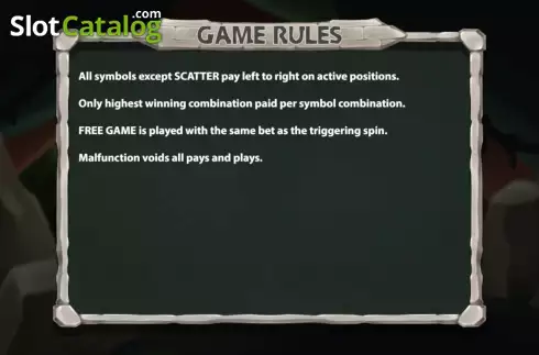 Game Rules screen. Go Escape slot