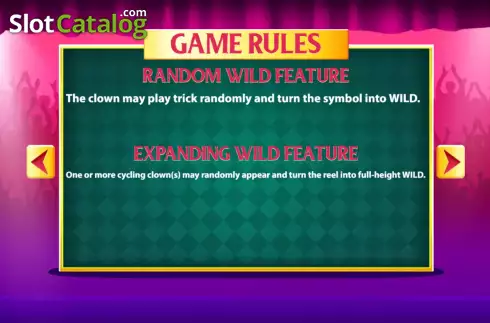 Game Rules screen 3. Acrobats slot