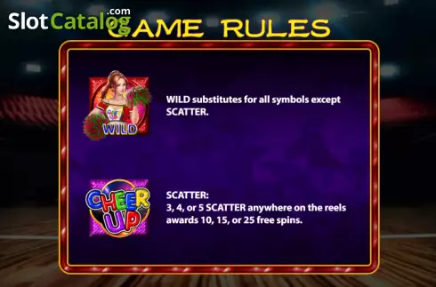 Game Rules screen 2. Cheer Up slot