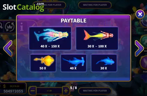 Paytable screen. Poseidon Battle slot