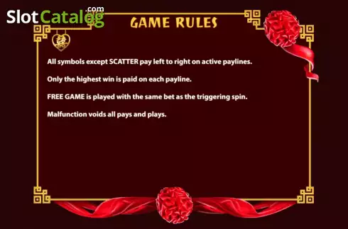 Game Rules screen. Double Happiness (KA Gaming) slot