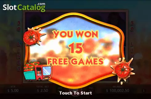 Win FS screen. La Tomatina (KA Gaming) slot
