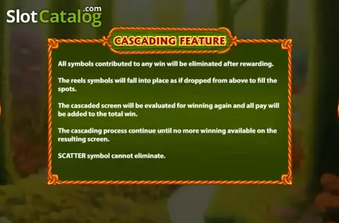 Cascading feature screen. Idun's Garden Fusion Reels slot