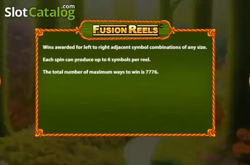 Fusion Reels screen. Idun's Garden Fusion Reels slot