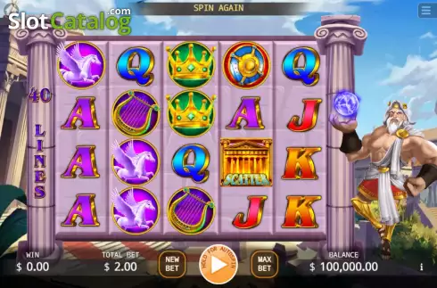 Game screen. King of the God Zeus Lock 2 Spin slot