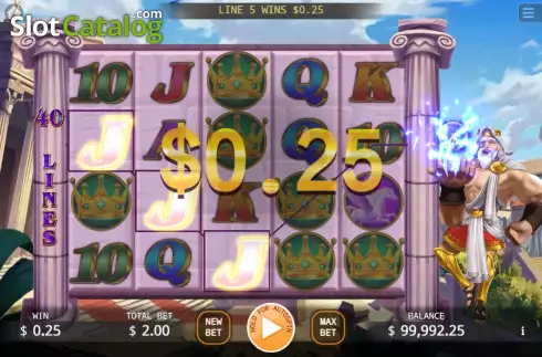 Win screen. King of the God Zeus Lock 2 Spin slot