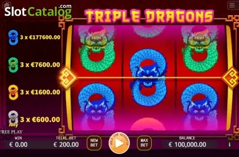 Reel Screen. Triple Dragons (KA Gaming) slot
