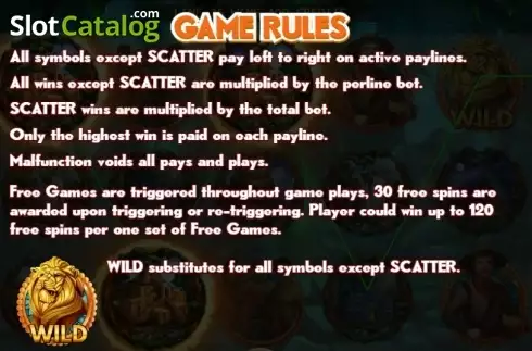 Paytable 1. Lost Realm slot