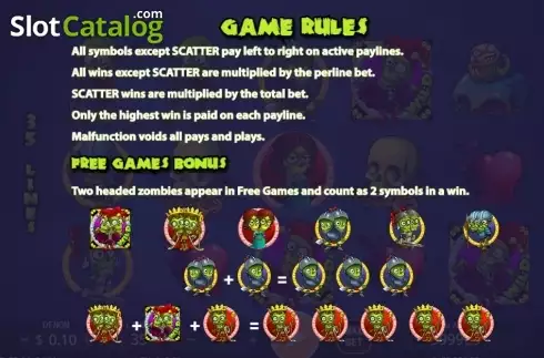 Paytable 1. Zombie Land slot