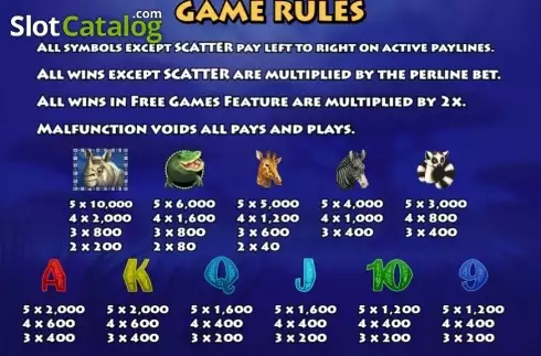 Paytable 4. Safari (KA Gaming) slot