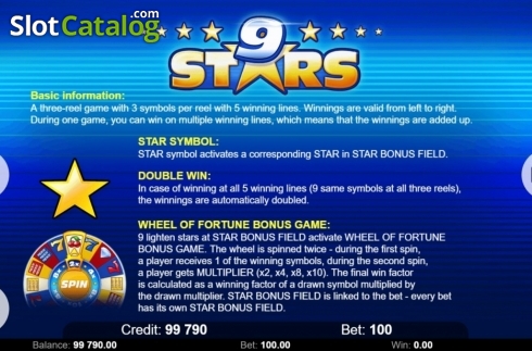 Features. 9 Stars slot