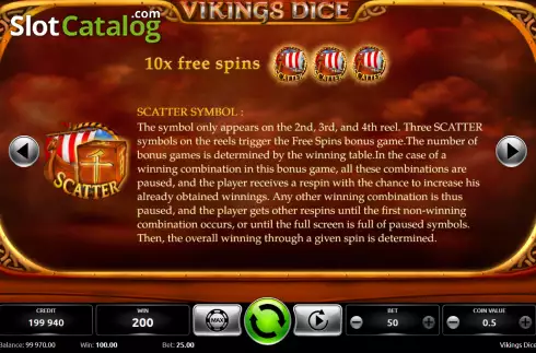 Scatter screen. Vikings Dice slot