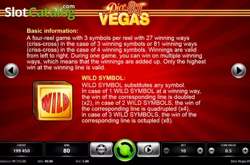 Wild feature screen 2. Dice Vegas 81 slot