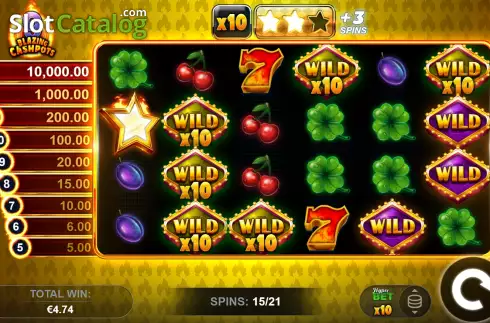 Free Spins Gamaplay Screen. 9 Blazing Cashpots slot