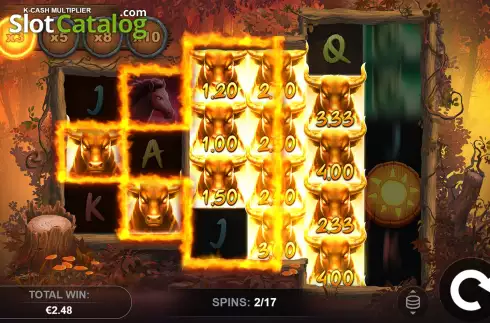 Sun Free Spins Gameplay Screen. Blazing Bull: Cash Quest slot