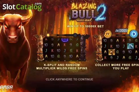 Start Screen. Blazing Bull 2 Mini-Max slot