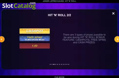 Game Features screen 3. Joker Leprechauns Hit 'n' Roll slot