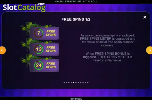 Game Features screen 5. Joker Leprechauns Hit 'n' Roll slot