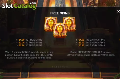 Free Spins screen. Pharaohs Reign Mini-max slot