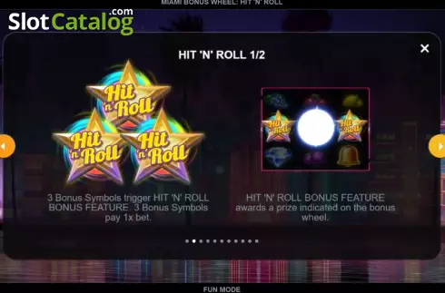 Game Features screen 2. Miami Bonus Wheel Hit 'n' Roll slot