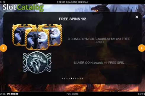 Free Spins screen. Age of Dragons Mini-max slot