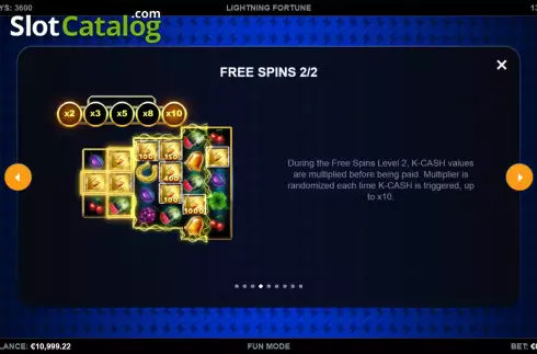 Free Spins screen 3. Lightning Fortune slot