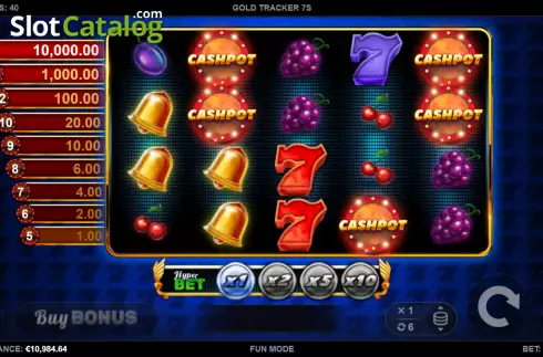 Win Cashpot screen. Gold Tracker 7's slot