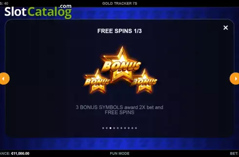Free Spins screen. Gold Tracker 7's slot
