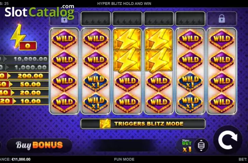 Reels screen. Hyper Blitz Hold and Win slot