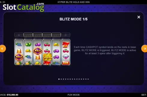Blitz Mode screen. Hyper Blitz Hold and Win slot