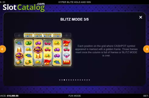 Blitz Mode screen 3. Hyper Blitz Hold and Win slot