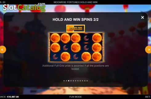 Hold and Win screen 3. Moonrise Fortunes Hold & Win slot