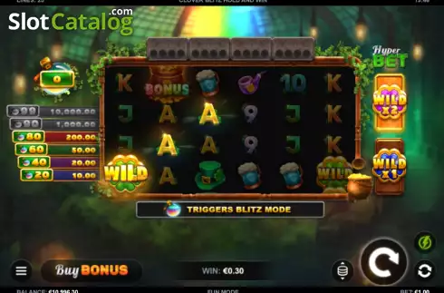 Win screen. Clover Blitz Hold and Win slot