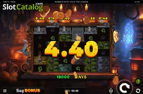 Win screen. Rumble Ratz Hold the Cheese slot