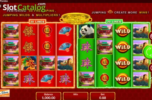 Game screen. Dragons vs. Pandas slot