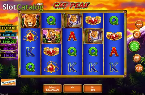 Reels screen. Cat Peak slot