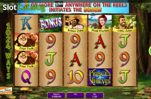 Reels screen. Prince of Thieves slot