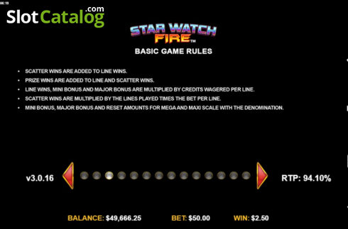 Bildschirm8. Star Watch Fire slot