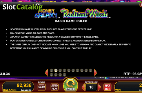 Info 2. Money Galaxy Radiant Witch slot