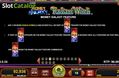 Pantalla8. Money Galaxy Radiant Witch Tragamonedas 