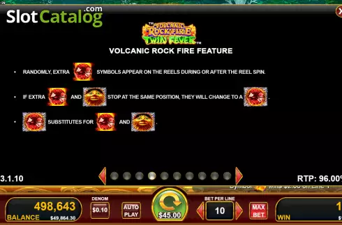 Rock feature screen. Volcanic Rock Fire Twin Fever slot