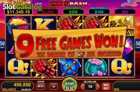 Free Spins Win Screen. Dynamite Dash slot