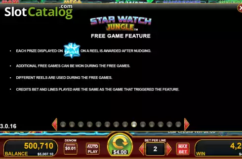 Free Game feature screen 2. Star Watch Jungle slot